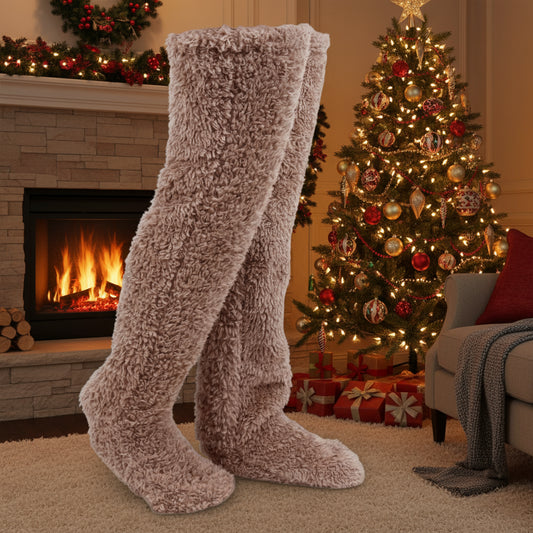 Thigh High Socks over Knee Fuzzy Socks Boot Socks Stocking Legging Stocking Plush Leg Warmers for Office Living Room Women Kids