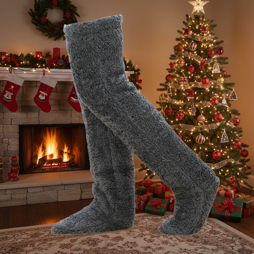 Thigh High Socks over Knee Fuzzy Socks Boot Socks Stocking Legging Stocking Plush Leg Warmers for Office Living Room Women Kids